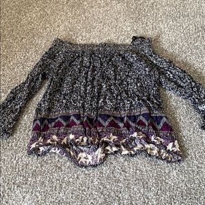 Off the shoulder blue top